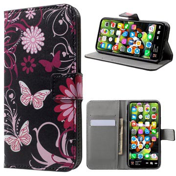 iPhone X Style Series Wallet Case Vlinders-Bloemen