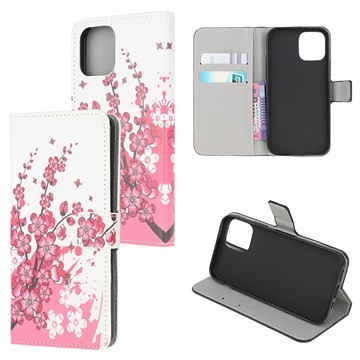 Style Series iPhone 13 Mini Portemonnee Hoesje Roze Bloemen