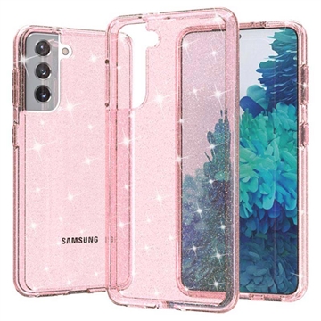 Samsung Galaxy S21 5G Stijlvolle Glitter Series Hybrid Case Roze