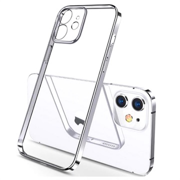 Sulada Plating Frame iPhone 12 TPU Hoesje Zilver-Transparant