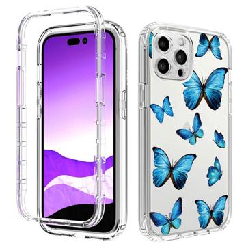 Sweet Armor Series iPhone 14 Pro Hybrid Hoesje Blauwe vlinder