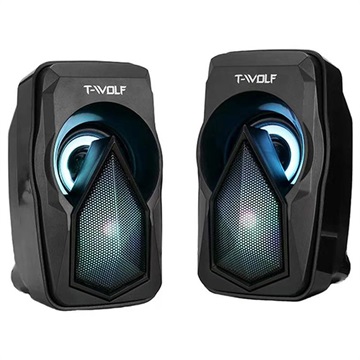 T-Wolf S11 stereo pc-luidsprekers met RGB-verlichting zwart