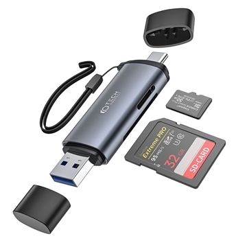 Tech-Protect UltraBoost USB-A-USB-C SD & MicroSD Card Reader Grijs