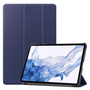 Tri-Fold Series Samsung Galaxy Tab S8 Smart Folio Case Donkerblauw
