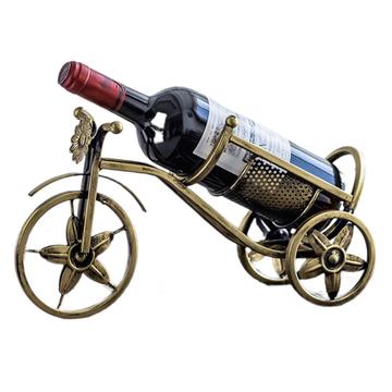 Metalen wijnrek in de vorm van een driewieler Goud