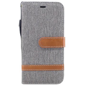 iPhone 8 Two-Tone Jeans Wallet Case Grijs