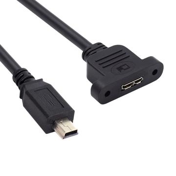 U3-012-MN 50cm Micro 3.0 Type-B Vrouw naar Mini USB 2.0 5Pin Mannelijk 480Mbps Kabel Schroefmontage 