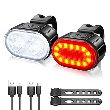 USB oplaadbare fietslichtset IPX4 Heldere koplamp en LED fietsverlichting accessoires voor 's nachts