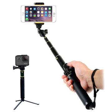 Universele Uitschuifbare Selfie Stick & Bluetooth Camera Sluiter H611 Zwart