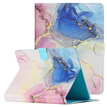 Universele Marmerpatroon Tablet Folio Hoes 10 Roze-Blauw