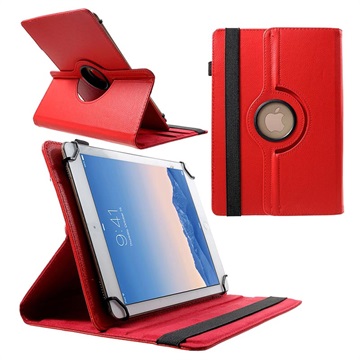 Universal Rotary Folio Case voor Tablets 9-10 Rood