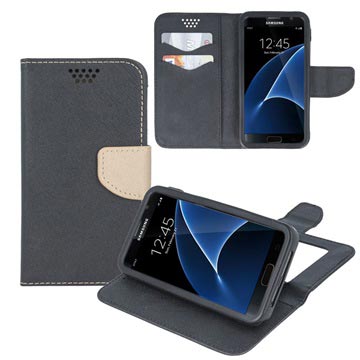 Smart & Fancy Universele Smartphone Wallet Case 5.5 Zwart-Beige
