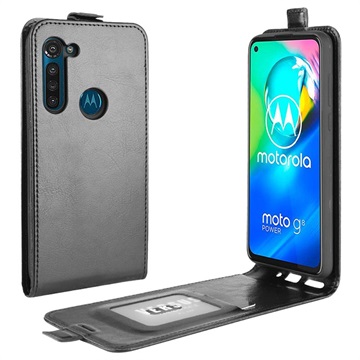 Motorola Moto G8 Power Vertical Flip Case met Kaartsleuf Zwart