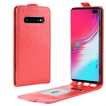 Samsung Galaxy S10 5G Verticale Flip Hoesje Met Creditcardvak Rood huismerk kopen in de aanbieding