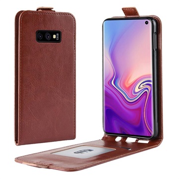 Samsung Galaxy S10E Verticale Flip Case Met Creditcardvak Bruin huismerk kopen in de aanbieding