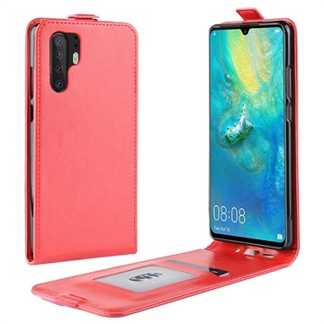 Huawei P30 Pro Verticale Flip Hoesje Met Creditcardvak Rood huismerk kopen in de aanbieding
