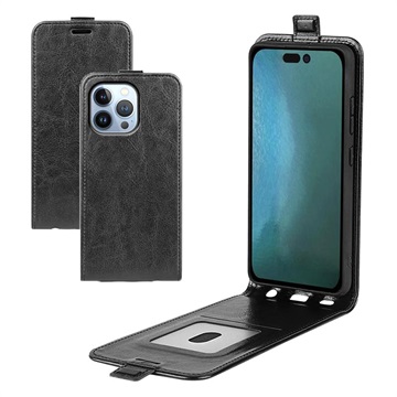 iPhone 14 Pro Max Verticale Flip Case met Kaarthouder Zwart