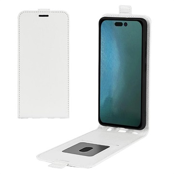 iPhone 14 Pro Vertical Flip Case met Kaartsleuf Wit