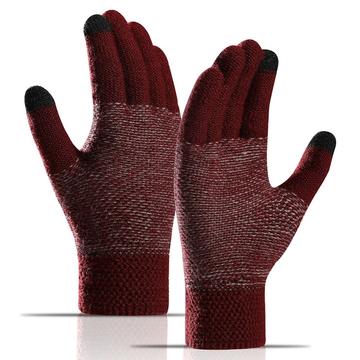 WM 1 paar Unisex gebreide warme handschoenen Touch Screen Stretchy wanten gebreide voering handschoe