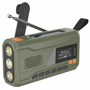 Portable Solar Hand Crank Emergency Radio w. LED Flashlight WR-6D DAB-FM, 4500mAh