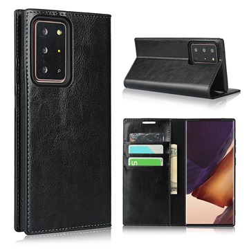 Samsung Galaxy Note20 Ultra Leren Wallet Hoesje met Statief Zwart