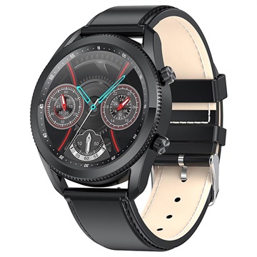 Waterdicht Smart Horloge met Hartslag L16 Leder (Geopende verpakking Bevredigend) Zwart