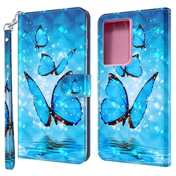Wonder Series Samsung Galaxy S21 Ultra 5G Wallet Case Blauwe vlinder