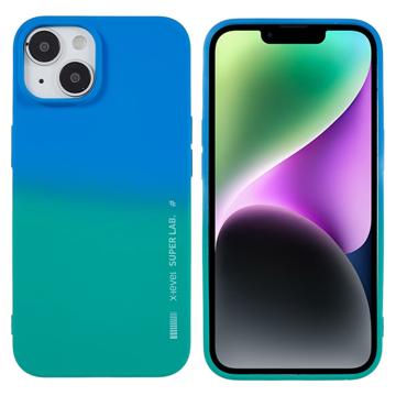 X-Level Rainbow iPhone 14 Plus TPU Hoesje Groen-Blauw