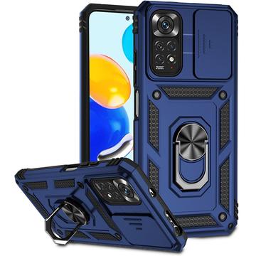 Xiaomi Redmi Note 11-11S Rotary Ring Hybrid Case with Camera Shield Blue