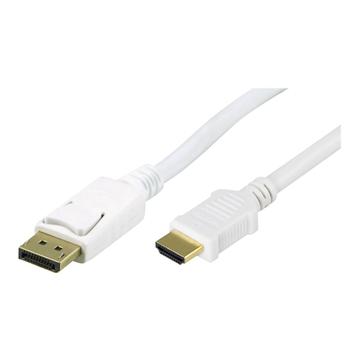 DELTACO Videokabel DisplayPort-HDMI 3m Hvid
