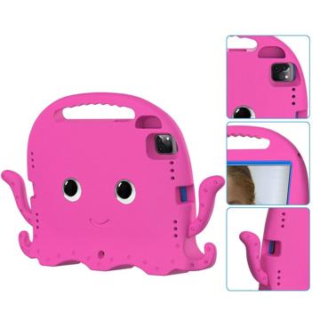 iPad Pro 11 2021-2020-2018 Schokbestendige draagtas voor kinderen Octopus Felroze