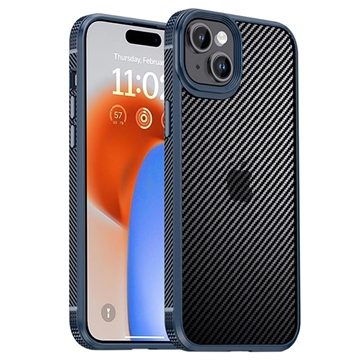 iPhone 15 Plus iPaky Hybrid Case Carbon Fiber Blue