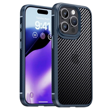 iPhone 15 Pro Max iPaky Hybrid Case Carbon Fiber Blue