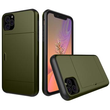 iPhone 11 Pro Hybrid Case with Sliding Card Slot Army Green