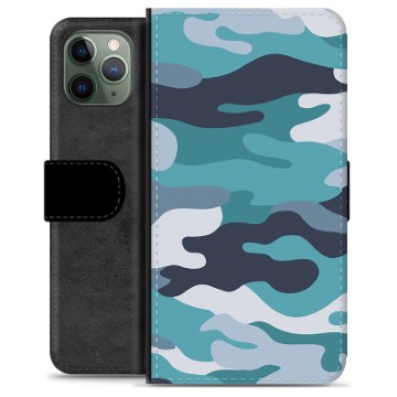 iPhone 11 Pro Premium Portemonnee Hoesje Blauw Camouflage