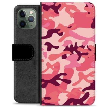iPhone 11 Pro Premium Portemonnee Hoesje Roze Camouflage