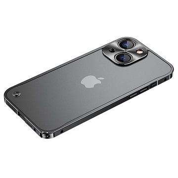 iPhone 13 metalen bumper met achterkant van gehard glas zwart