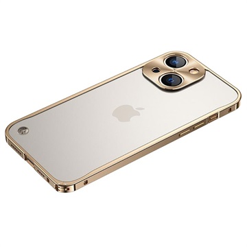 iPhone 13 metalen bumper met achterkant van gehard glas goud