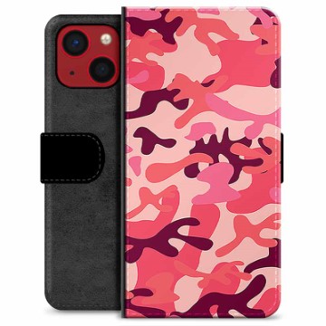 iPhone 13 Mini Premium Portemonnee Hoesje Roze Camouflage