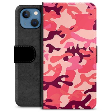 iPhone 13 Premium Wallet Case Roze Camouflage
