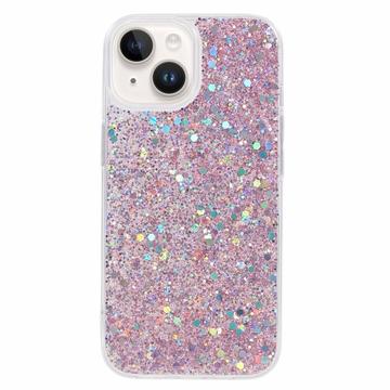 iPhone 14 Glitter Flakes TPU Case Pink