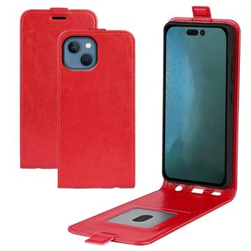 iPhone 14 Max Verticale Flip Case met Kaartsleuf Rood