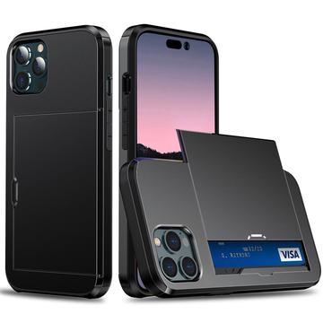 iPhone 14 Pro Hybrid Case with Sliding Card Slot Black