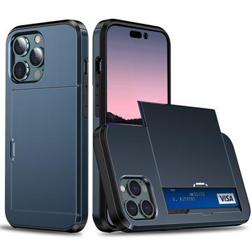 iPhone 14 Pro Hybrid Case with Sliding Card Slot Dark Blue