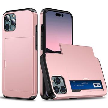 iPhone 14 Pro Hybrid Case with Sliding Card Slot Rose Gold