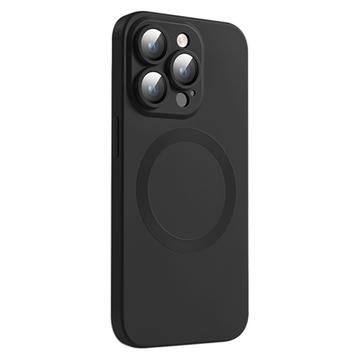iPhone 14 Pro Liquid Silicone Case met cameralensbescherming Magsafe compatibel Zwart