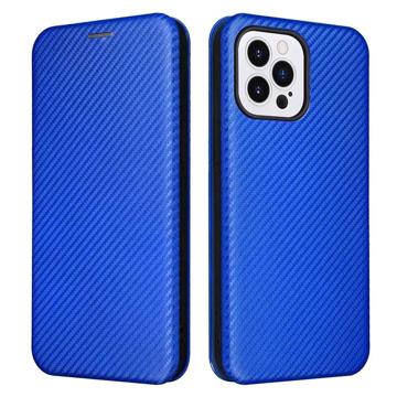 iPhone 14 Pro Max Flip Case Koolstofvezel Blauw