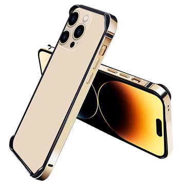 iPhone 14 Pro Metalen Bumper met Opstaande Randen Goud