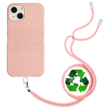 String Series iPhone 14 Biologisch Afbreekbaar Hoesje met Band Roze