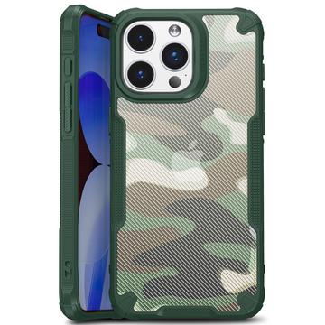 iPhone 15 Anti-Shock Hybride Hoesje Camouflage Groen